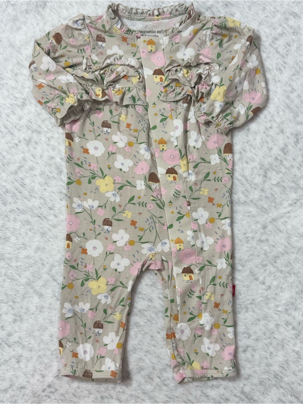 Magnetic Me Floral Cottage Ruffle Footless Sleeper 0-3M Baby Girl Modal Bloom